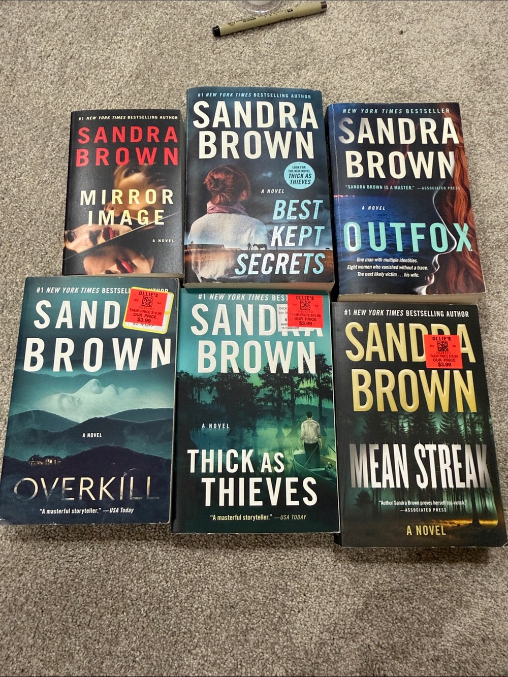 Sandra Brown Paperback Book Lot - Teal, Blue, Black Covers